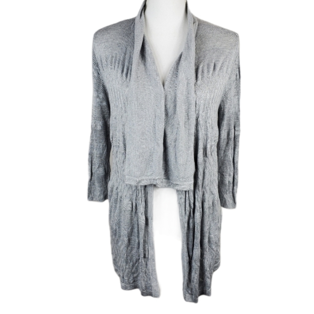 White House Black Market gray open knit cardigan S